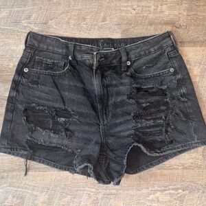 American Eagle Black Denim Mom Short